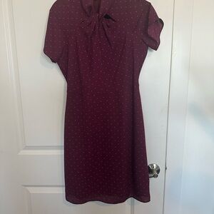 Banana Republic Burgundy Midi Dress with Dots